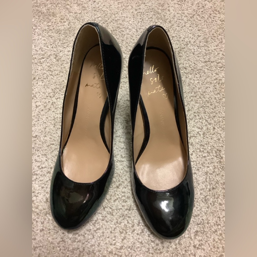 Women’s Nine West Black Iridescent Patent Leather Pumps Heel, Sz. 6